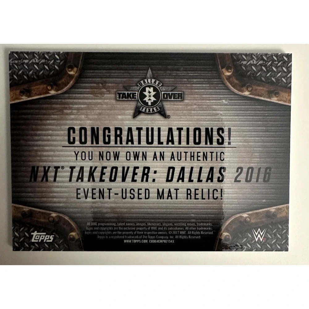 Baron Corbin 2017 Topps WWE NXT TakeOver Dallas Mat Relic Card 12/50 Wrestling